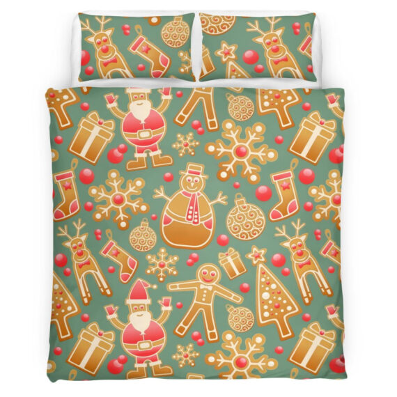 Eye-Catching Santa Claus Cookies, Gift Boxes, Snowflakes Bedding Set