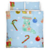 Christmas decorations with Christmas stockings and candy cane Bedding Set