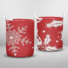 Christmas Eve, Bells, White Snowflakes On Red Background Laundry Basket