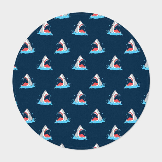 Hand Drawn Super Cute Shark Model Round Carpet