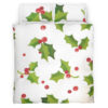 Holly Tree Stands Out On White Background Christmas Season Bedding Set
