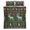 Stylized Pattern Of Reindeer And Christmas Snowflakes Bedding Set