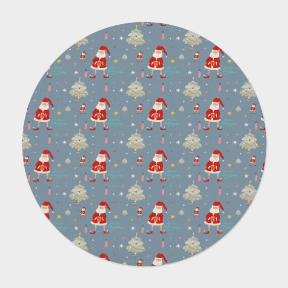 Super Cute Christmas Tree And Santa Claus Round Carpet