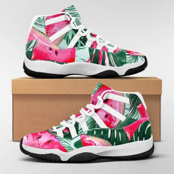 Watermelons Tropical Palm Leaves Basketball J11 Shoes