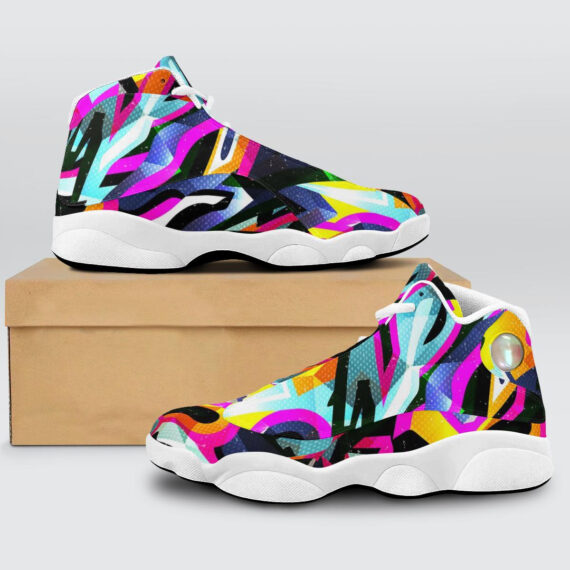 Graffiti bright psychedelic Basketball White Sole Shoes