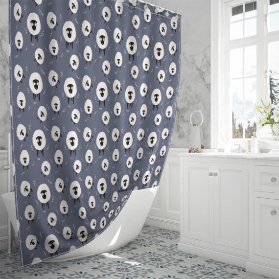 Bewildered Cute Black And White Sheep Shower Curtain