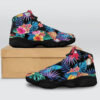 Tropical Fruits Palm Leaves Basketball Black Sole Shoes