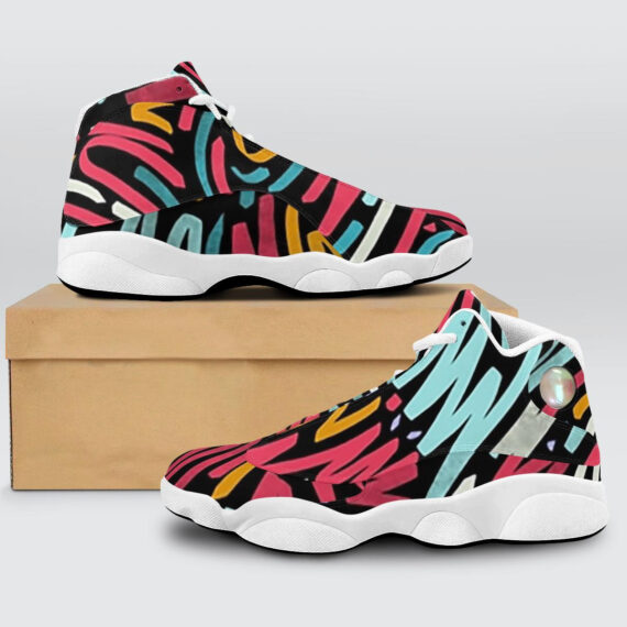 Wavy graffiti pattern Basketball White Sole Shoes