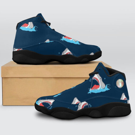 Shark Patterns Basketball Black Sole Shoes