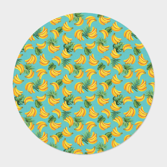 Super Cute Tropical Palm Leaf Banana Round Carpet