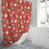 Gingerbread Man, Santa Claus, Christmas Tree, And Candy Cane Shower Curtain