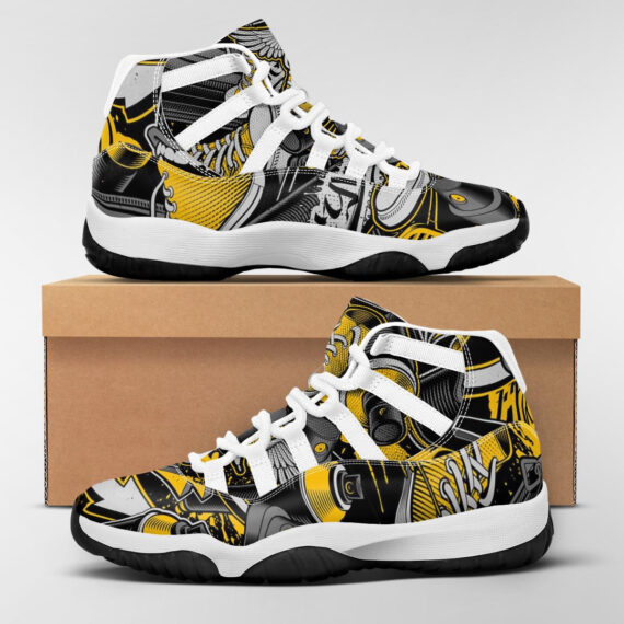 Graffiti Pattern on dark background Basketball J11 Shoes