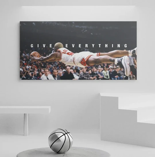 Nba - Give Everything - Dennis Rodman Canvas Wall Art Decor