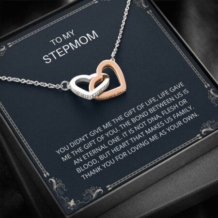 To My Stepmother - Interlocking Hearts Necklace Step Mom, Mothers Day, Mother In Law, Bonus Mom Jewelry, Step Parent Gift,