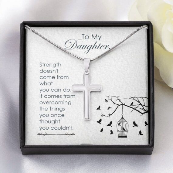 To My Daughter Cross Inspirational Necklace Cross Necklace Daughter Necklace