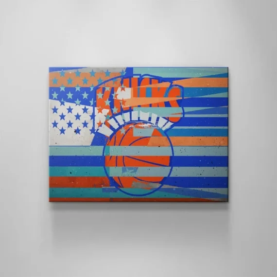 New York Knicks Flag Canvas Wall Art Decor