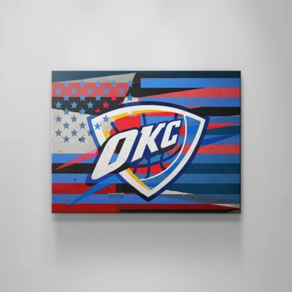 Oklahoma City Thunder Flag Canvas Wall Art Decor