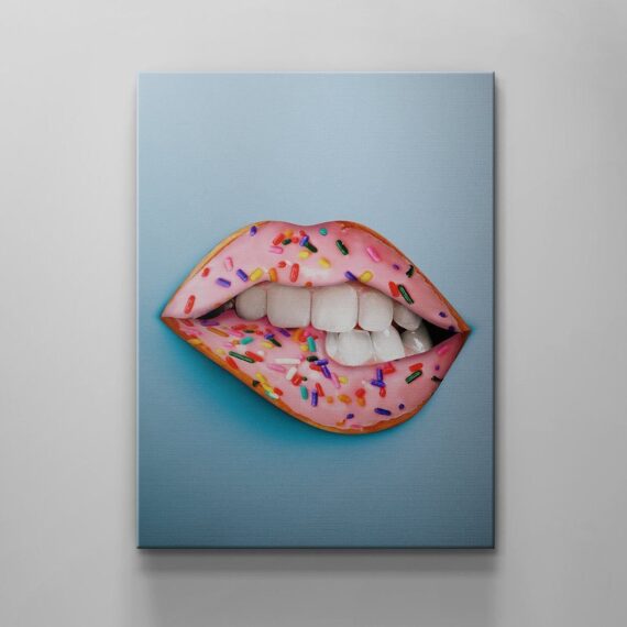 Donut Lips Canvas Wall Art Decor