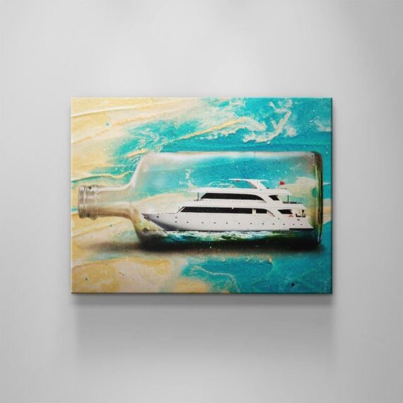 Yacht In A Bottle Canvas Wall Art Decor