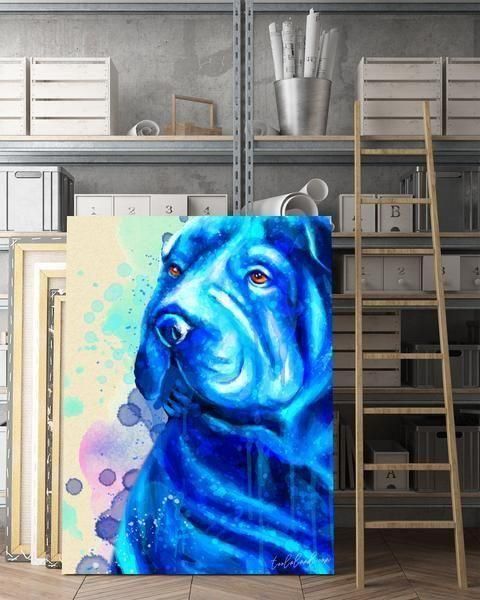 Shar Pei Vertical Water Blue Color Th 2-8 - Matte Canvas