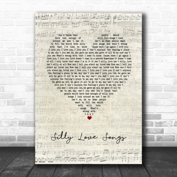 Paul Mccartney And Wings Silly Love Songs Script Heart Song Lyric Art Print