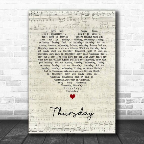 The Weeknd Thursday Script Heart Song Lyric Print