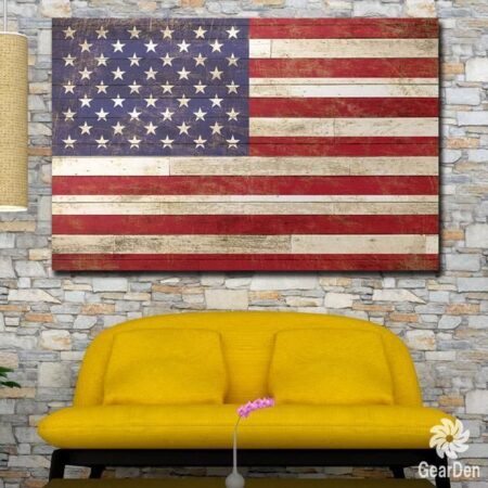 "American Flag On Wood Style" Rustic - Matte Canvas, Canvas Prints, Wall Art
