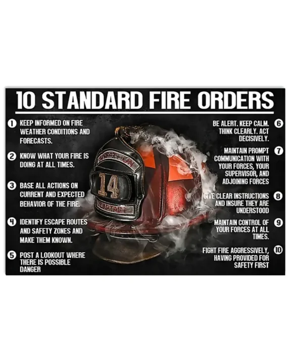 Firefighter 10 Standard Fire Orders Matte Canvas