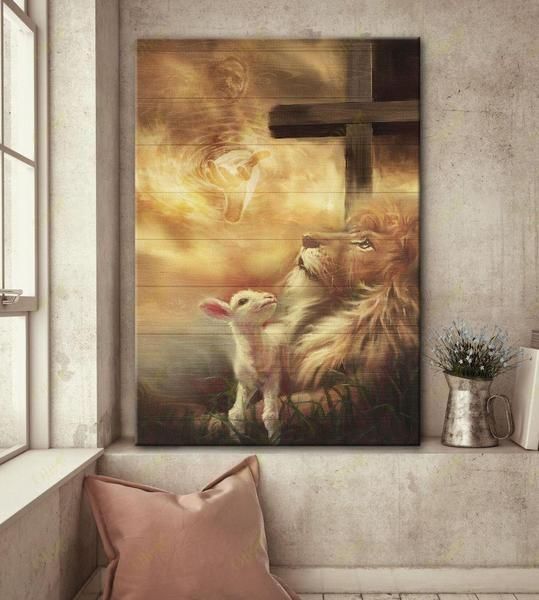 Lion And Lamb Lion Lamb Lion And The Lamb Scripture Canvas Poster