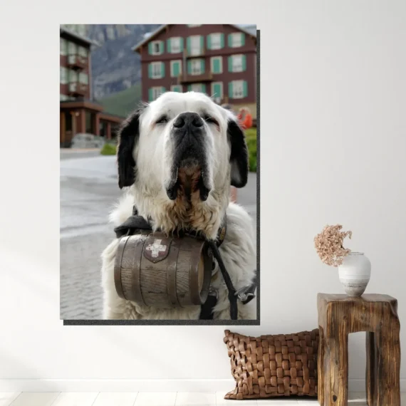 St Bernard with Barrel Wall Art Canvas - Daymira store