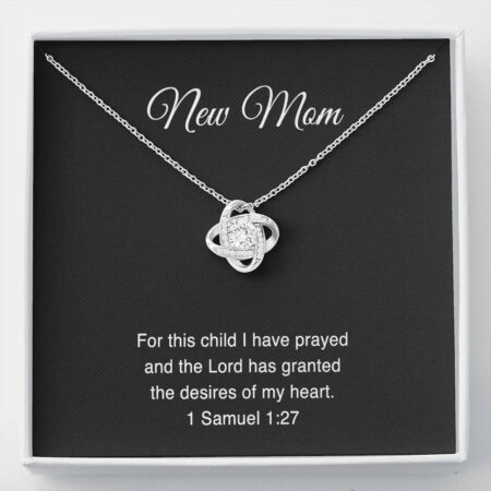 1 Samuel 1:27, New Mom For this child I have prayed, Mom to Be Gifts, Love Knot Necklace For Expecting Mom, Pregnancy Gift For New Mother