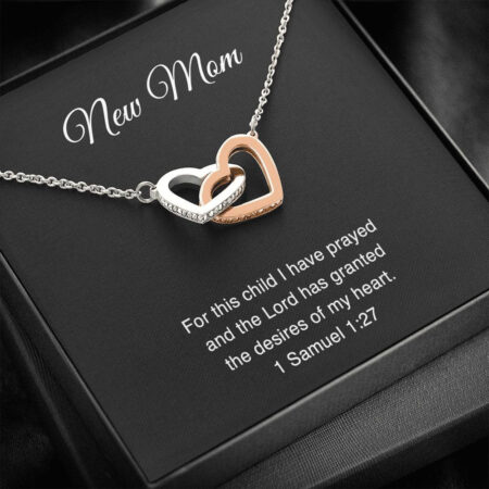 1 Samuel 1:27, New Mom For this child I have prayed, Mom to Be Gifts, Interlocking Heart Necklace For Expecting Mom, Pregnancy Gift For New Mother