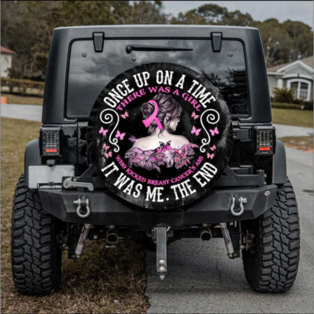 In October We Wear Pink One Up On A Time Jeep Car Spare Tire Cover Gift For Campers - Jeep Tire Covers