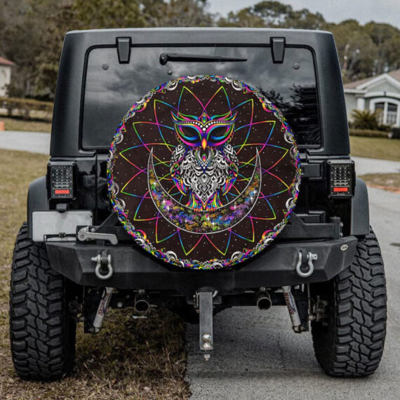 Electronic Owl, Wild Animals Car Spare Tire Cover Gift For Campers - Jeep Tire Covers