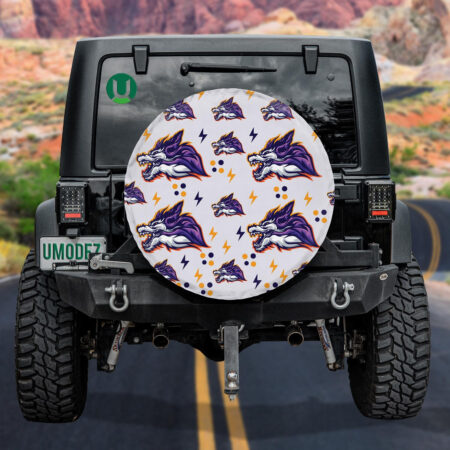 Abstract Wolf With Purple And Gold Lightning Spare Tire Cover - Jeep Tire Covers