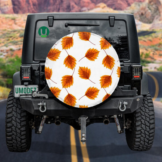 Beautiful Falling Autumn Leaves On Bright Background Spare Tire Cover - Jeep Tire Covers