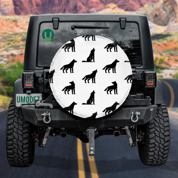 Ethnic Silhouette Wolf Logo On White Background Spare Tire Cover – Jeep ...