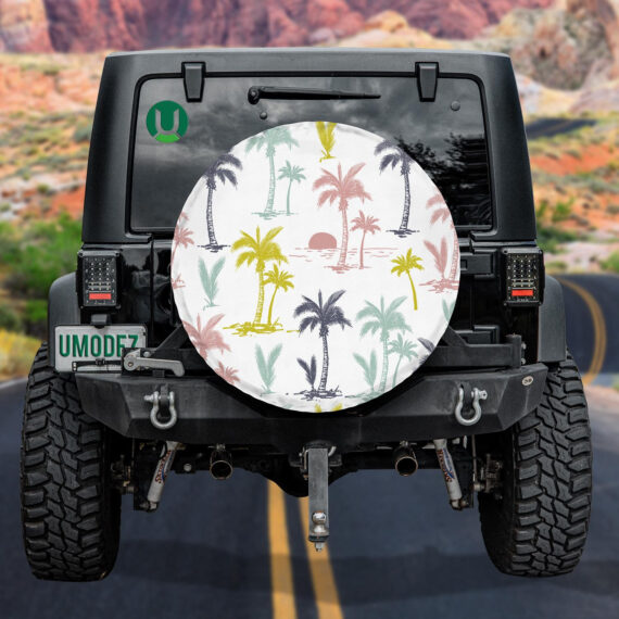 Colorful Palm Tree Beach Sunset Theme Spare Tire Cover - Jeep Tire Covers