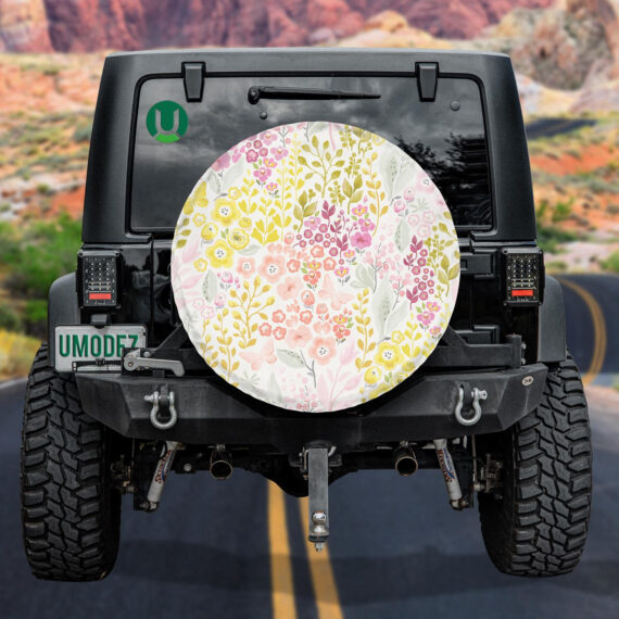 Beautiful Flowers And Butterflies In Vintage Style Spare Tire Cover - Jeep Tire Covers