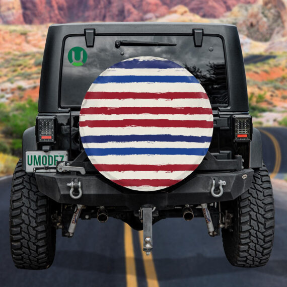 Color Changing Red And Blue Striped Pattern Spare Tire Cover - Jeep Tire Covers