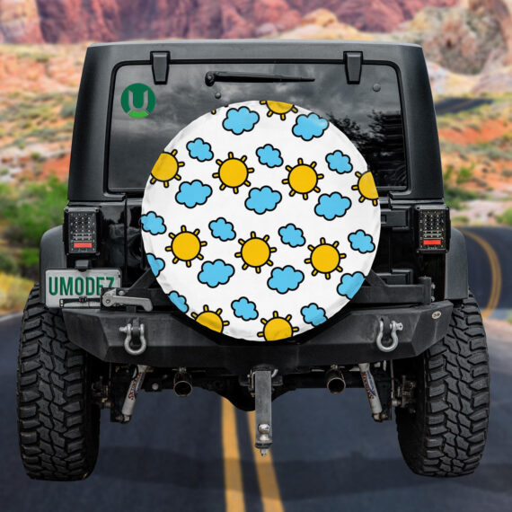 Color Shine Sun With Fluffy Cloud Spare Tire Cover - Jeep Tire Covers