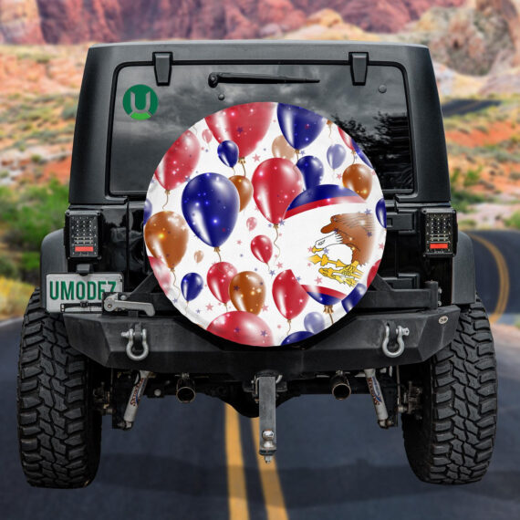 Flying Rubber Balloons In Colors Of the American Samoan Flag Spare Tire Cover - Jeep Tire Covers