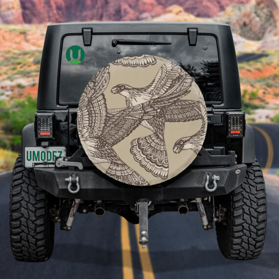 Black Decorative Ornamental Beautiful Eagles Spare Tire Cover - Jeep Tire Covers