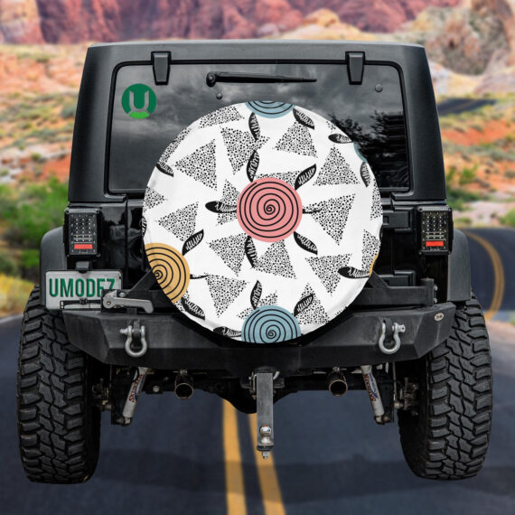 Cute Turtles Background With Cartoon Characters Spare Tire Cover - Jeep Tire Covers