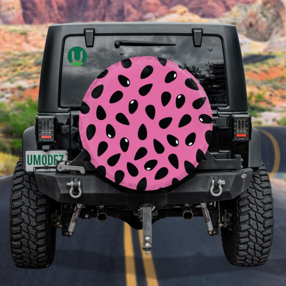 Black And Pink Sunflower Seeds Illustration Pattern Spare Tire Cover - Jeep Tire Covers