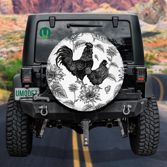 Chicken Rooster Hen And Sunflowers Spare Tire Cover Jeep Tire Covers