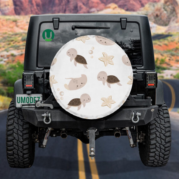 Sea Turtles With Stingray And Starfish Spare Tire Cover - Jeep Tire Covers