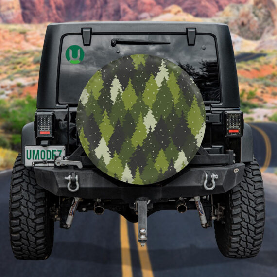 Green Forest Lanscape Camouflage Colors Pattern Spare Tire Cover - Jeep Tire Covers