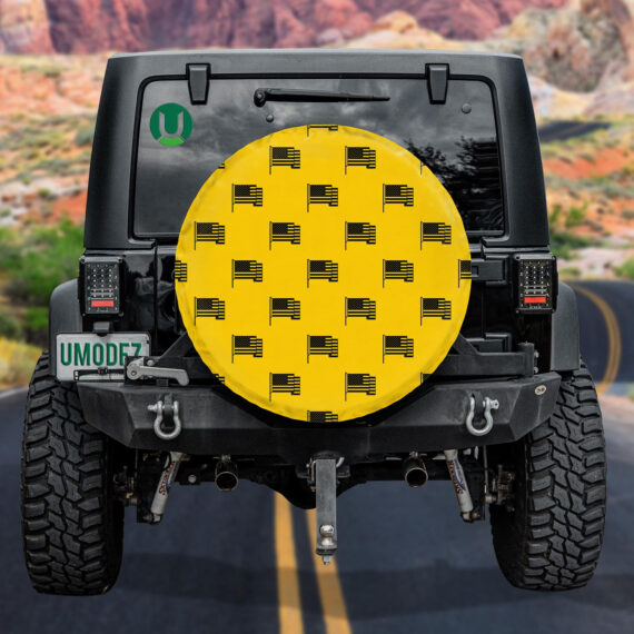 Black And Yellow American Flag Pattern Spare Tire Cover - Jeep Tire Covers