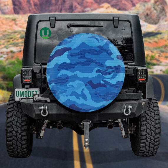 Military Aqua Blue Grid Camouflage Pattern Spare Tire Cover – Jeep Tire ...